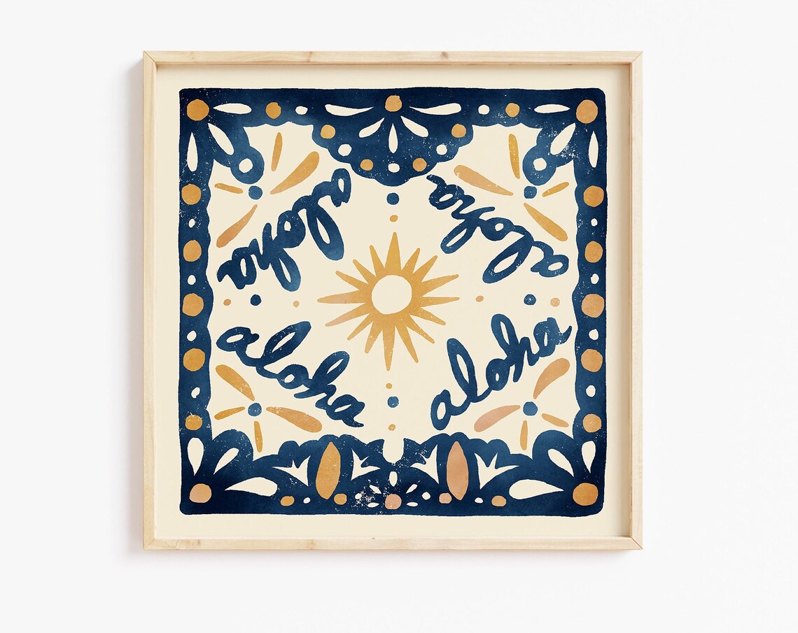 Aloha Sun Hand Painted Mexican Tile Style Hawaiian Art Print