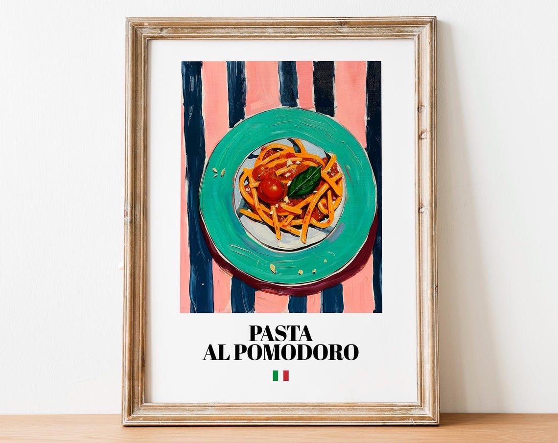 Pasta al Pomodoro Top View Italian Kitchen Art Food Wall Poster
