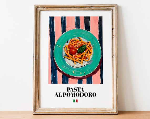 Italian Pomodoro Pasta Poster Simple Dish Art For Restaurant And Caf Spaces