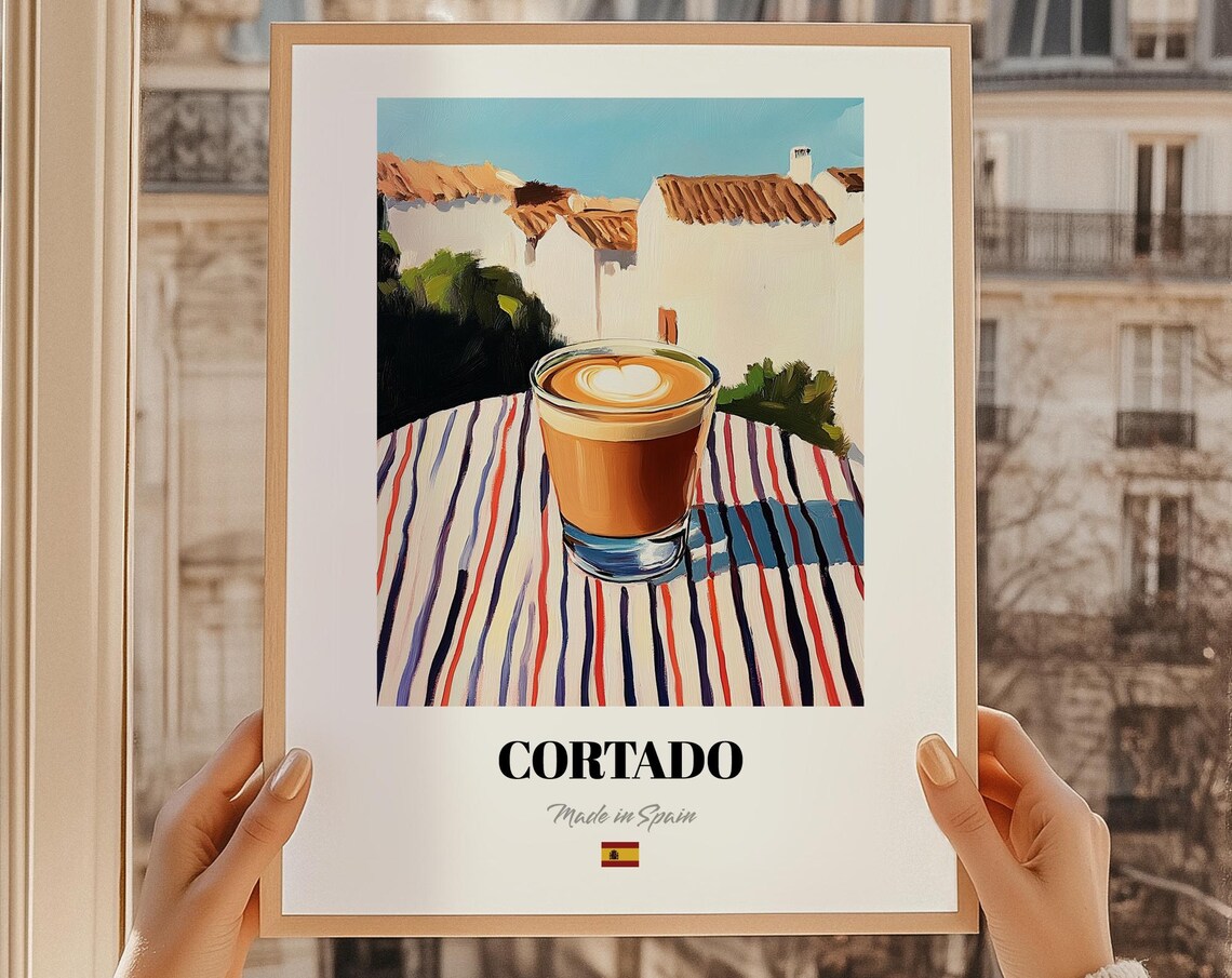 Cortado Spanish Coffee Poster Bar Dcor Wall Art Friend Gift Kitchen Print