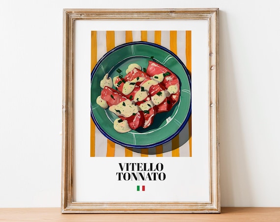 Vitello Tonnato Creamy Tuna Sauce Veal Painted Italian Food Poster