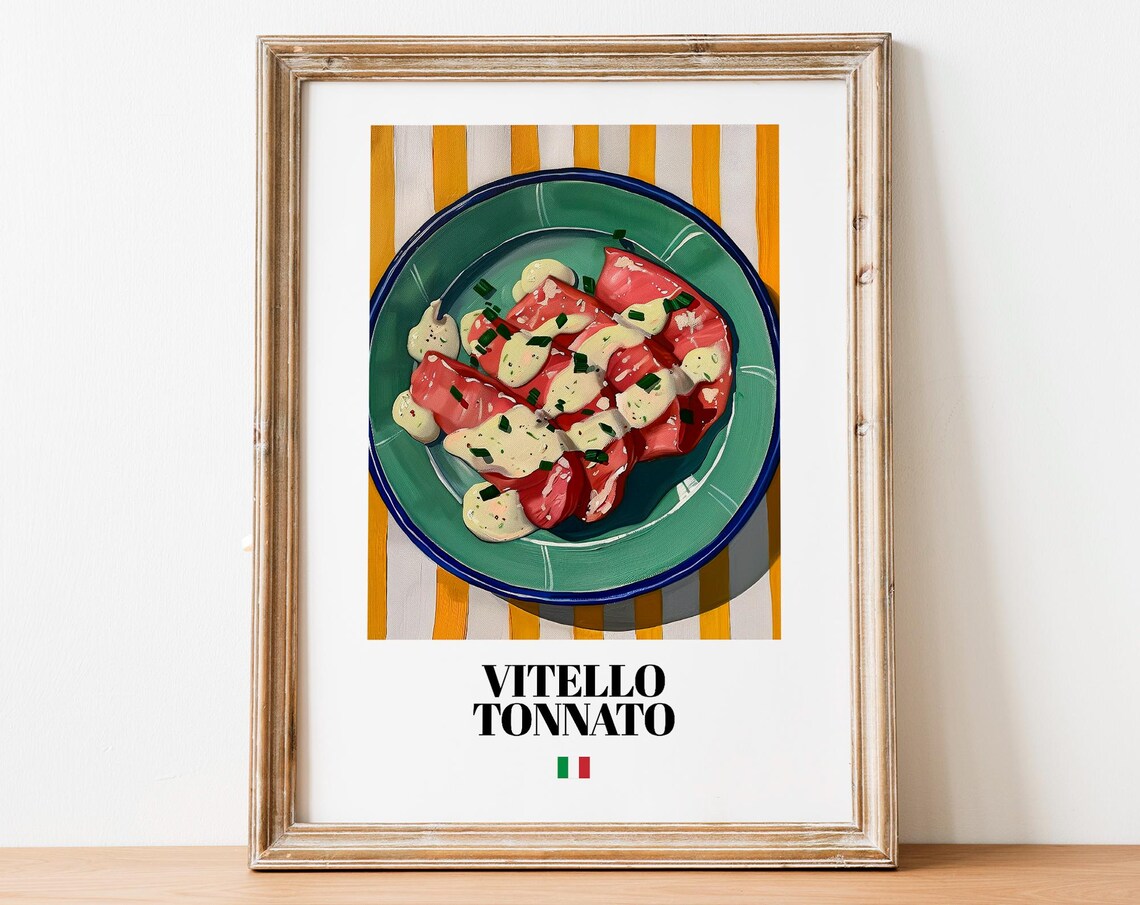 Vitello Tonnato Creamy Tuna Sauce Veal Painted Italian Food Poster