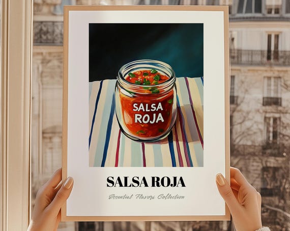 Salsa Roja Grocery Painting Sauce Print Foodie Gift Restaurant Wall Decor Kitchen Art