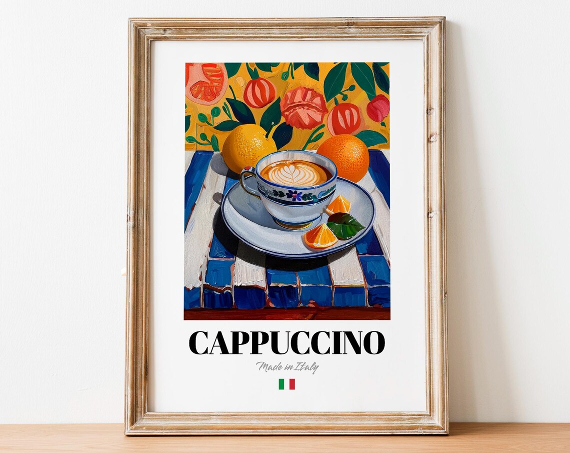 Modern Cappuccino Wall Art Print Poster Culinary Delight For Kitchen Enthusiasts