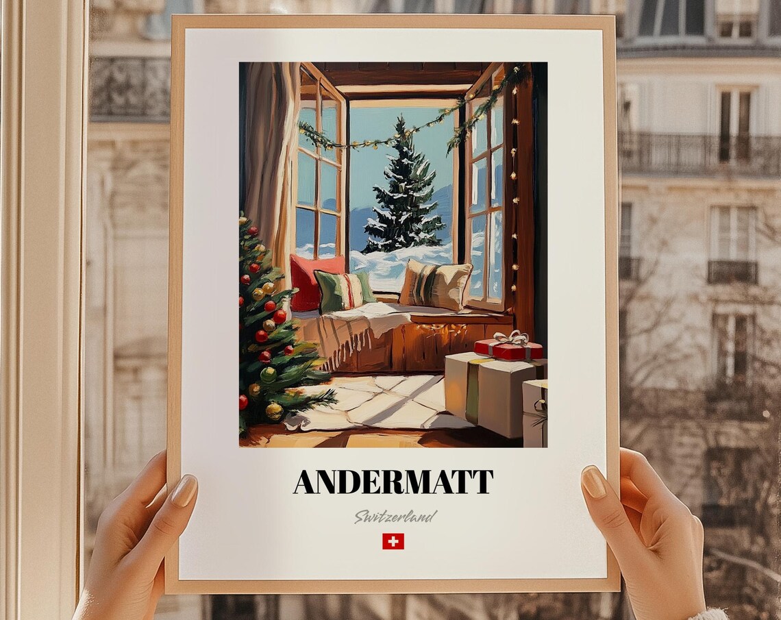 Andermatt Switzerland Ski Resort Wall Art Print Poster Christmas Gift