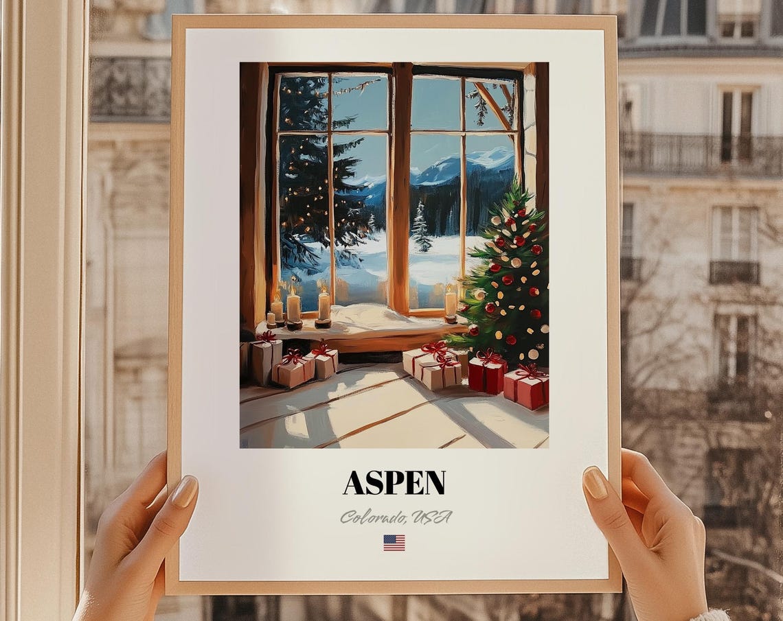Aspen Colorado Usa Ski Resort Wall Art Print Poster Christmas Gift