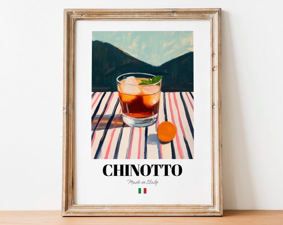 Vintage Chinotto Bottle Print Poster Citrus Soda Art For Culinary Spaces