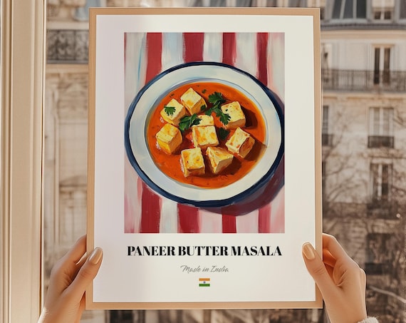 Paneer Butter Masala Indian Cheese Curry Food Illustration Poster