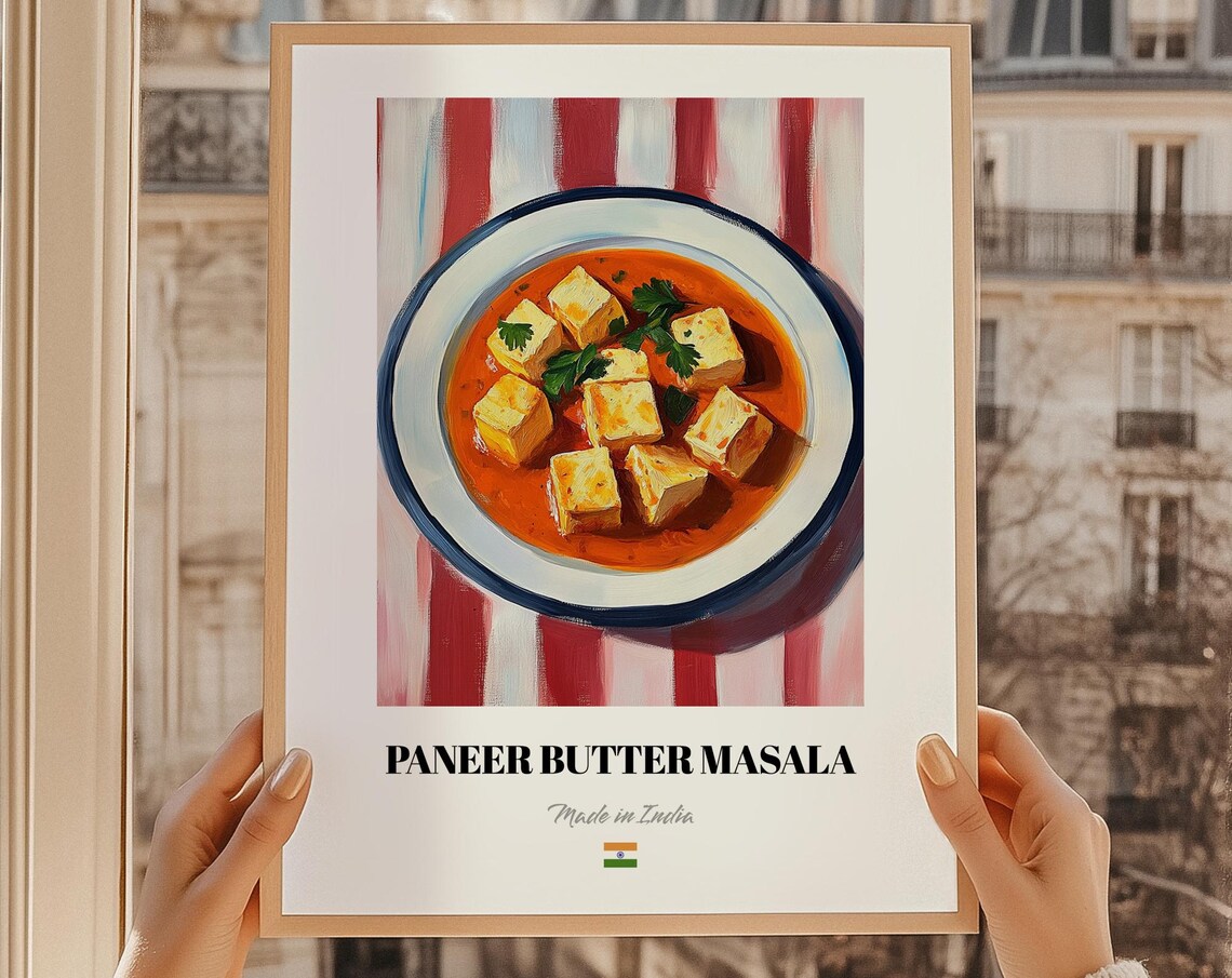 Paneer Butter Masala Indian Cheese Curry Food Illustration Poster