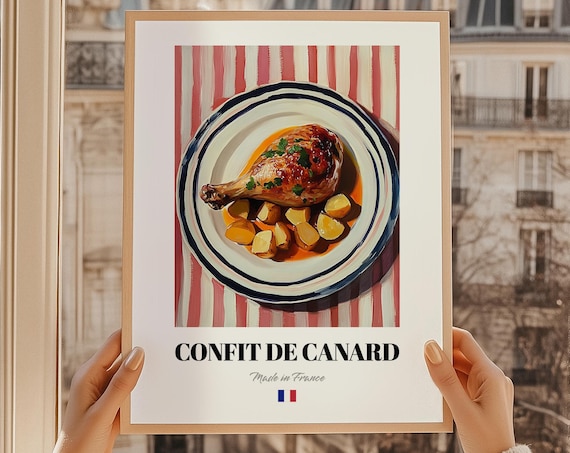 Confit De Canard French Duck Leg Golden Potatoes Bistro Art Poster