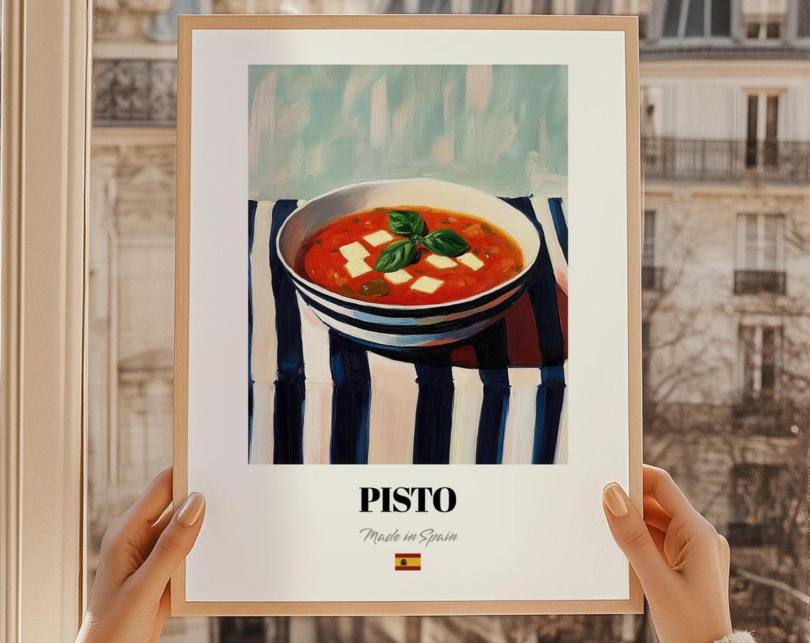 Pisto Spanish Vegetable Stew Oil Painting Kitchen Art Poster
