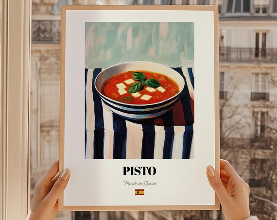 Pisto Spanish Vegetable Stew Oil Painting Kitchen Art Poster