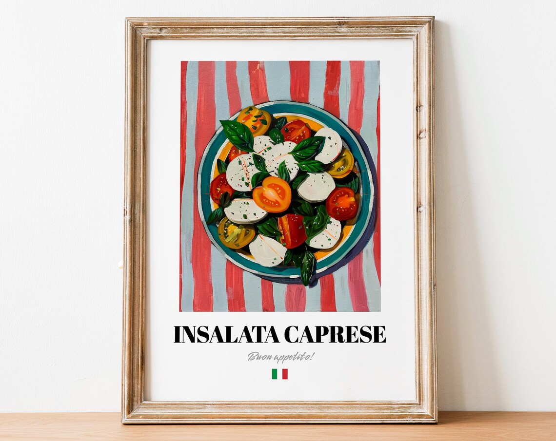 Vintage Insalata Caprese Wall Decor Italian Food Poster