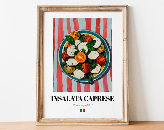 Insalata Caprese Italian Food Poster Buon Appetito Retro Kitchen Decor