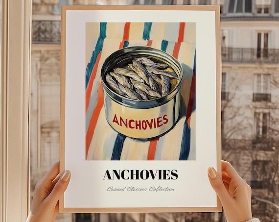 Anchovies Canned Food Poster Pantry Wall Art Print Chef Gift Restaurant Decor Kitchen