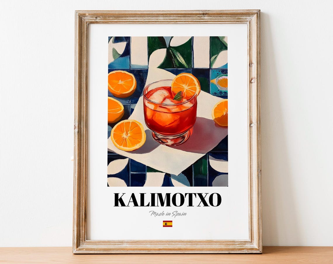 Kalimotxo Spanish Red Wine Cocktail with Orange Slices Wall Poster