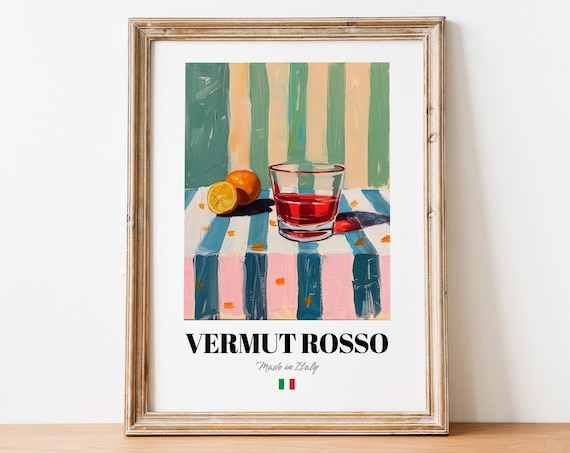 Vintage Vermut Rosso Bottle Print Poster Cocktail Ingredient Art For Homes
