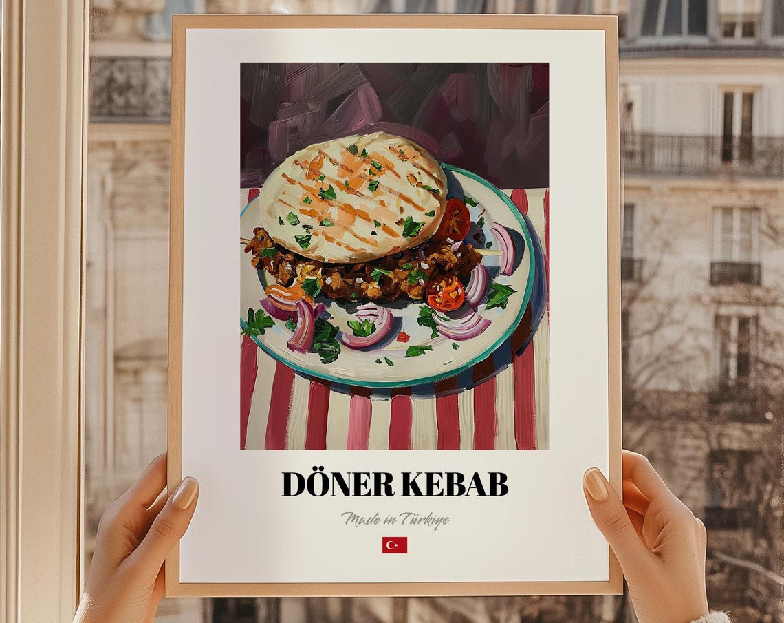 Doner Kebab Made in Turkiye Turkish Food Painting Kitchen Poster