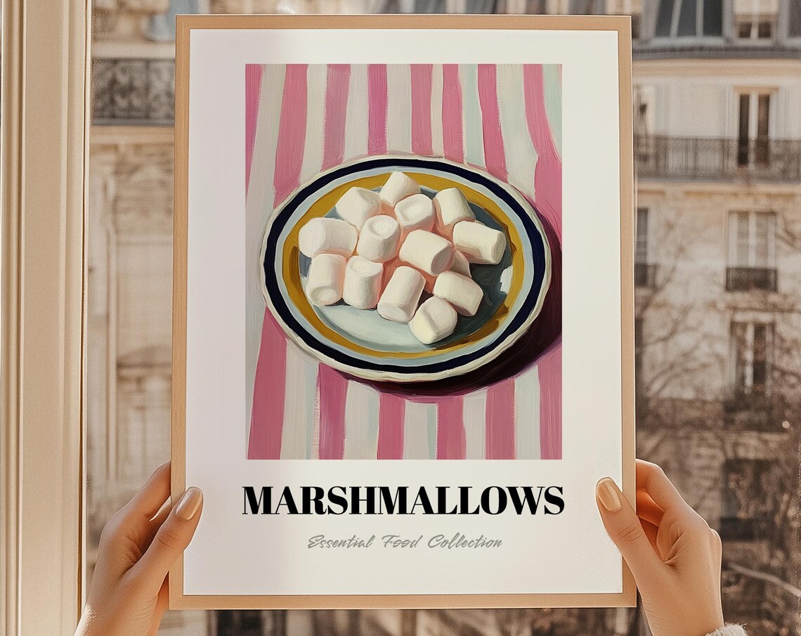 Marshmallows Essential Food Collection Poster Retro Kitchen Sweet Treat Artwork