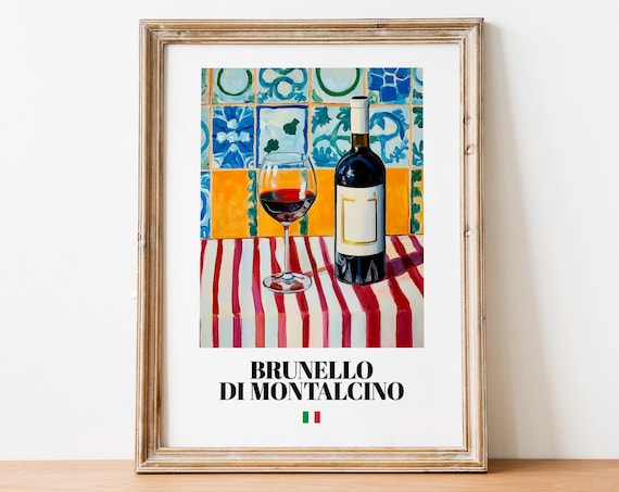 Brunello Di Montalcino Wall Art Print Poster Tuscan Wine Artwork