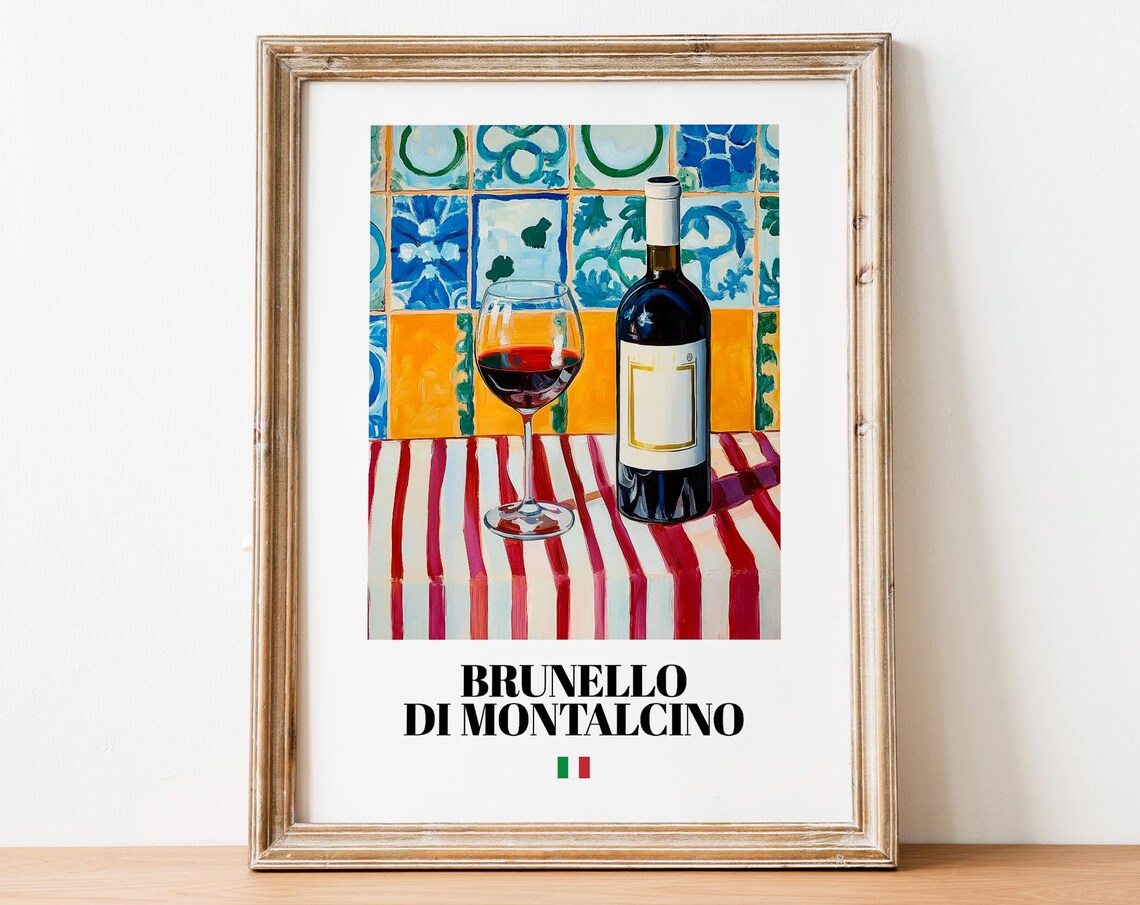 Brunello Di Montalcino Wall Art Print Poster Tuscan Wine Artwork