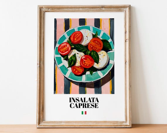 Italian Caprese Print Modern Food Art For Kitchens And Bistros