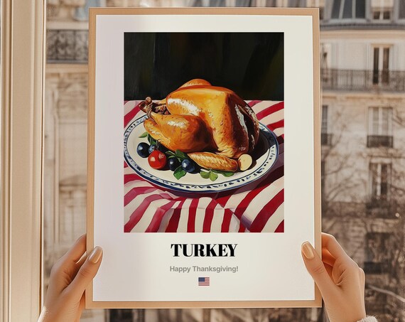 Turkey Thanksgiving Wall Art Food Happy Gift Oil Painting Print