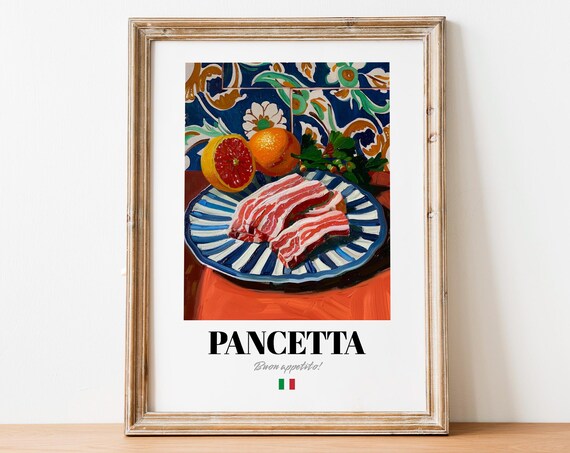 Italian Pancetta Poster Cured Meat Art For Restaurant And Kitchen Spaces