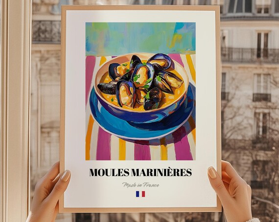 Moules Marinires French Food Painting Custom Recipe Book 21st Birthday Gift Cuisine Kitchen Poster