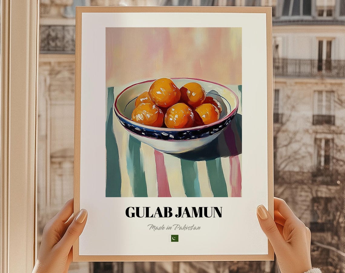 Gulab Jamun Pakistani Syrup Dumpling Dessert Painterly Cuisine Poster