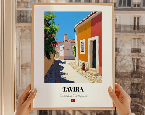 Tavira Repblica Portuguesa Portugal Wall Decor Print Of An Oil Painting Reproduction Friend Gift Bedroom