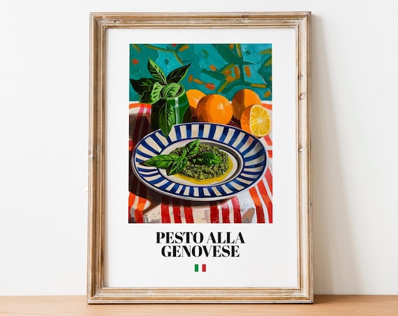 Pesto Alla Genovese Basil Sauce Colorful Italian Kitchen Food Wall Art