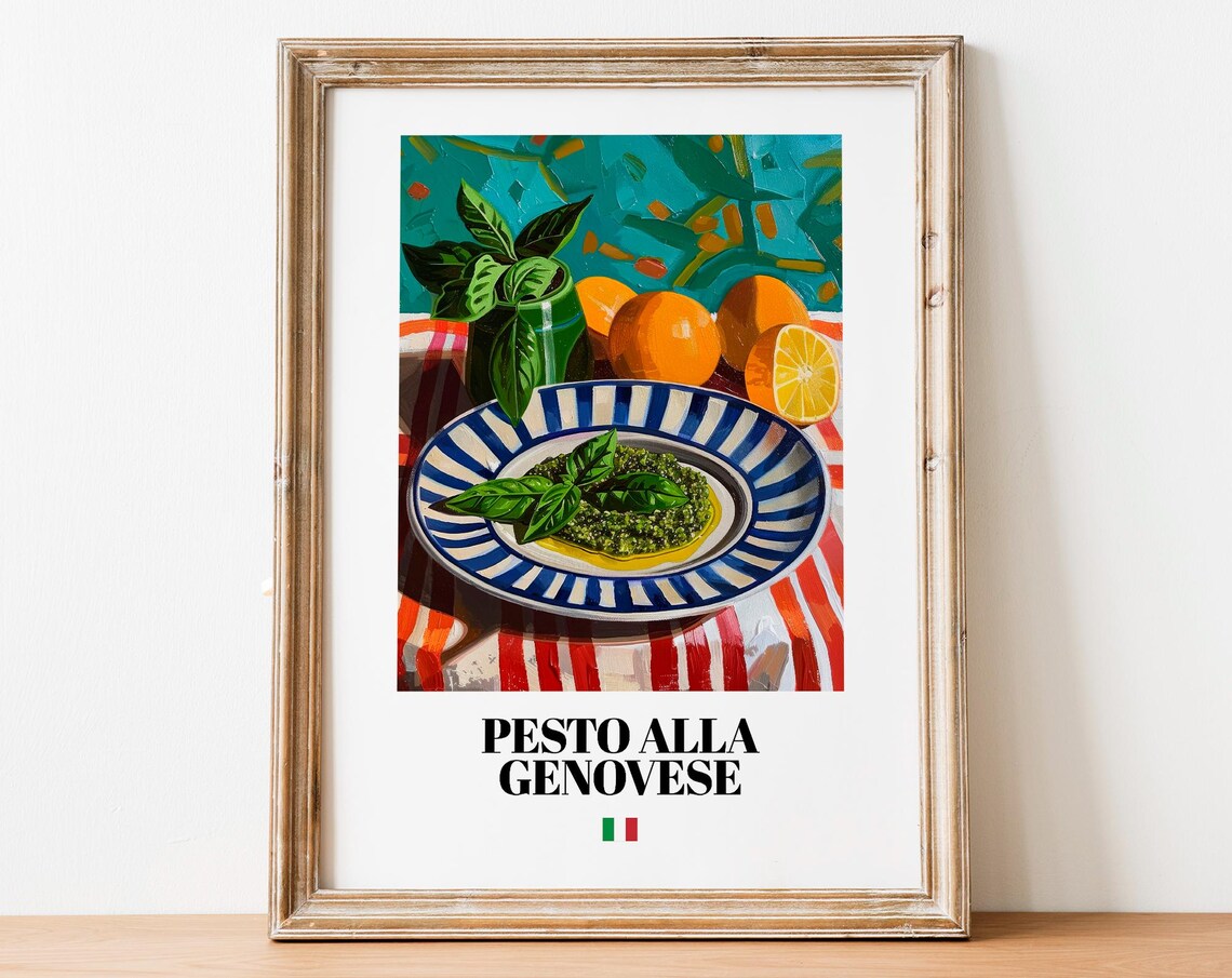 Pesto Alla Genovese Basil Sauce Colorful Italian Kitchen Food Wall Art