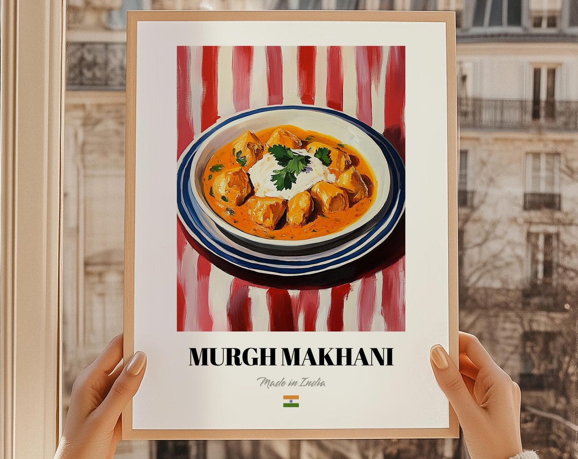Murgh Makhani Indian Butter Chicken Curry Food Illustration Poster
