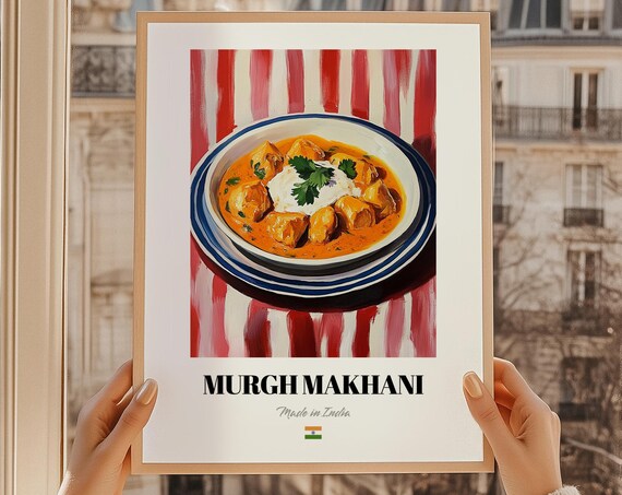 Murgh Makhani Indian Butter Chicken Curry Food Illustration Poster