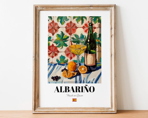 Vintage Albario Bottle Print Poster Wine Art For Homes And Bars