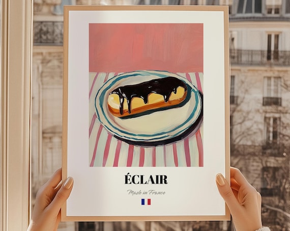 Classic Glazed Éclair French Chocolate Pastry Patisserie Art Poster