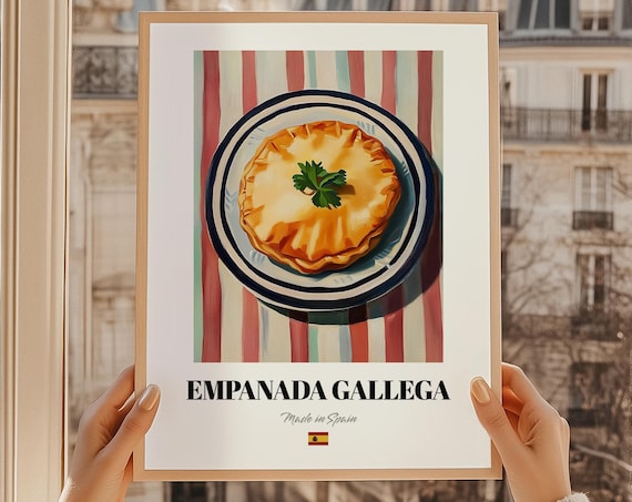 Empanada Gallega Spanish Savory Pie Painting Rustic Bakery Poster