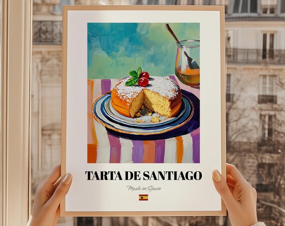 Tarta De Santiago Spanish Dessert Wall Art Happy Hour Menu 60th Birthday Gifts Print Dining Room Poster