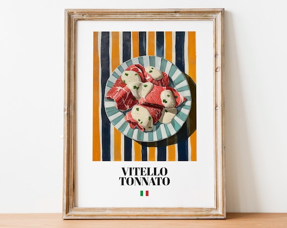 Vitello Tonnato Rolled Veal Tuna Sauce Painted Italian Kitchen Poster