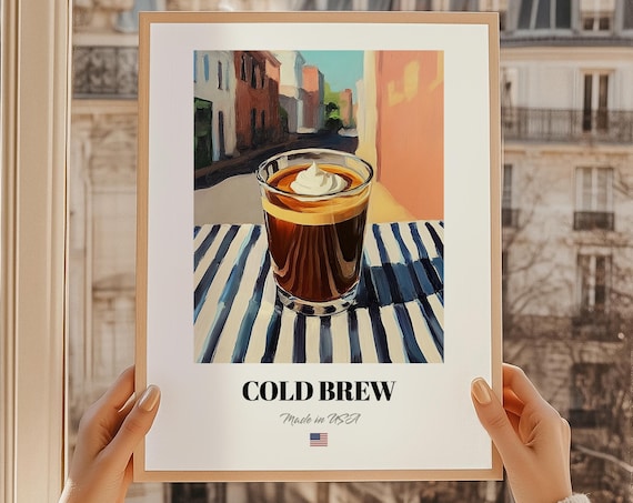 Cold Brew Iced Coffee Glass Painting Made In USA Kitchen Wall Poster