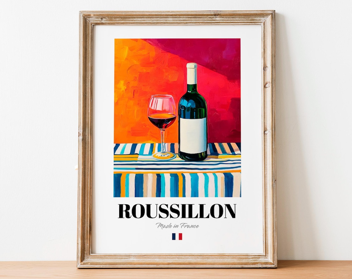 Roussillon Wine Poster Print, French Red For Kitchens