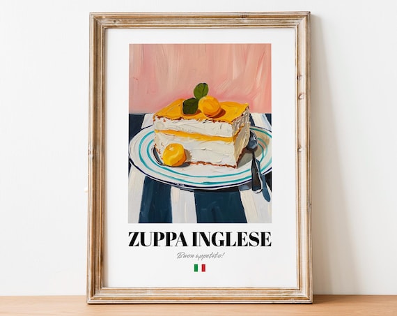 Zuppa Inglese Custard Trifle Cake Slice Painted Italian Dessert Poster