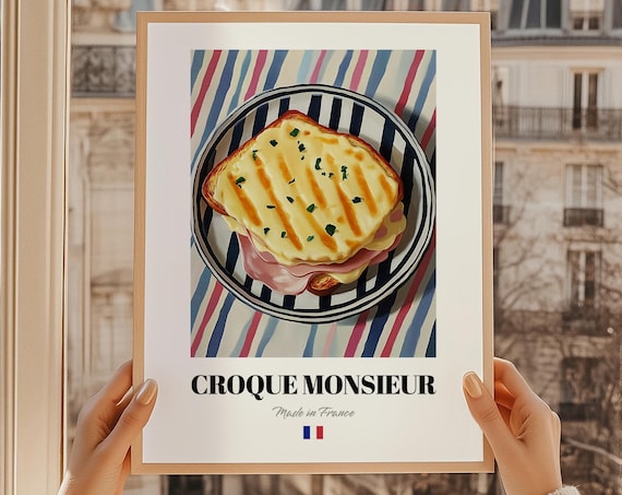 Croque Monsieur Made In France Ham Cheese Sandwich Bistro Poster