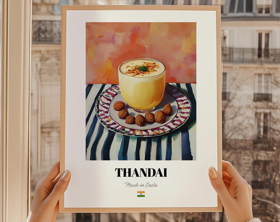 Thandai Indian Spiced Milk Drink Illustration Kitchen Art Poster