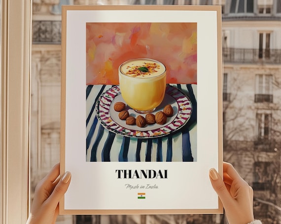 Thandai Indian Spiced Milk Drink Illustration Kitchen Art Poster