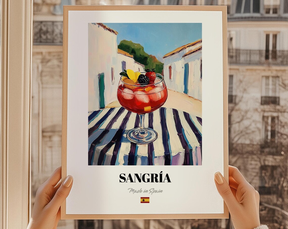 Sangra White Village View Spanish Cocktail Poster