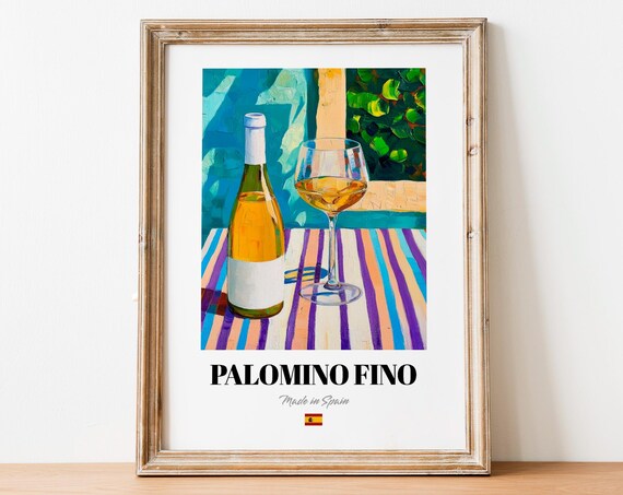 Palomino Fino Spanish White Wine Bottle Still Life Painting Poster