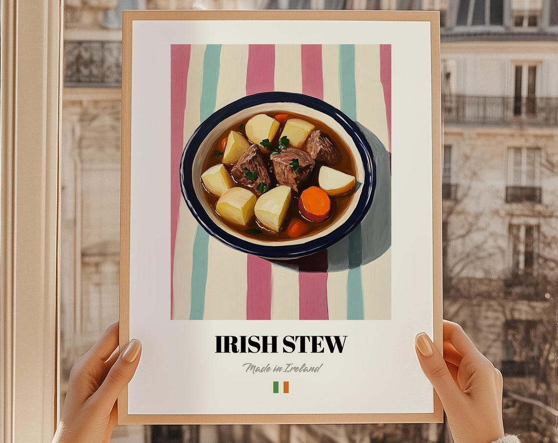 Irish Stew Traditional Lamb and Potato Stew Food Illustration Print