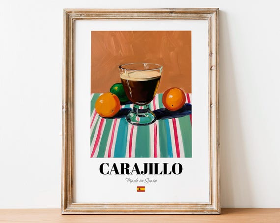 Vintage Carajillo Poster Coffee Cocktail Art For Homes And Cafs
